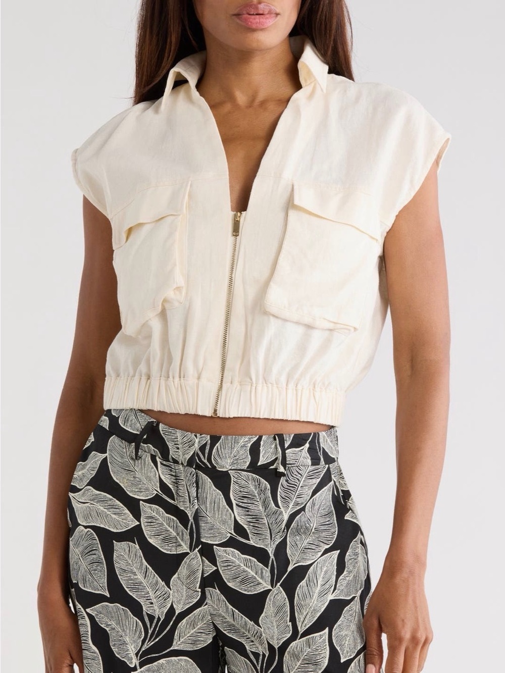 Jason Wu - Linen Blend Zip Front Top - size XS - NWOT